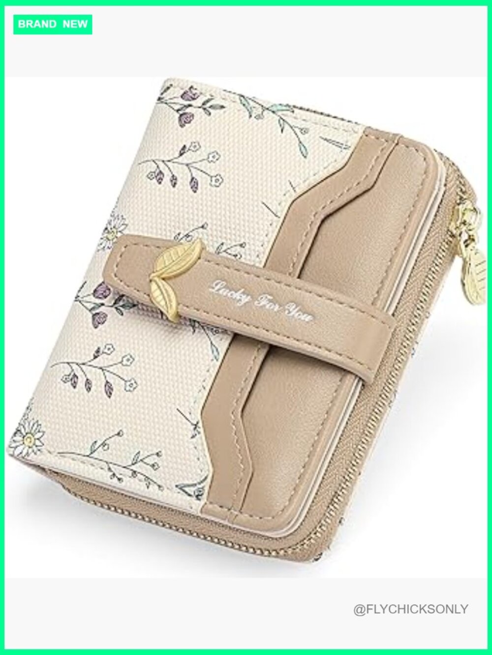 RFID Blocking Vegan Leather Bifold Floral Wallet with Zipper Pocket